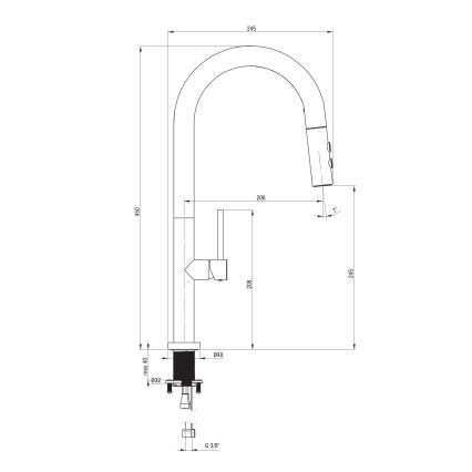 Deante BQO_R72M - Mosogatócsap kihúzható permetezővel OLFATO csiszolt arany