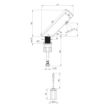 Deante BQR_P28R - Érintésmentes mosdócsap SENSE 4xAA csiszolt acél