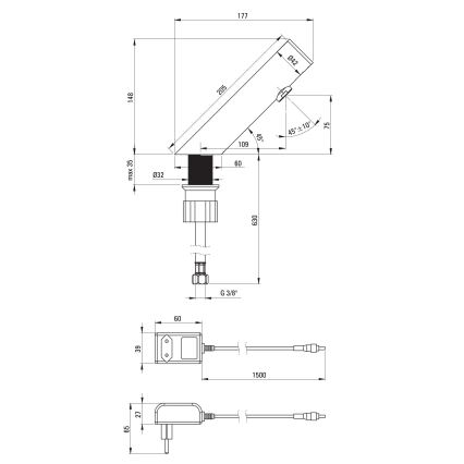 Deante BQR_P28V - Érintésmentes mosdócsap SENSE 230/6V csiszolt acél