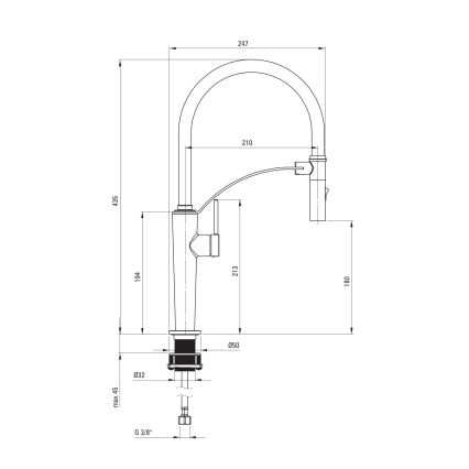 Deante BRC_D72M - Mosogató csap rugalmas karral CORDA titánium