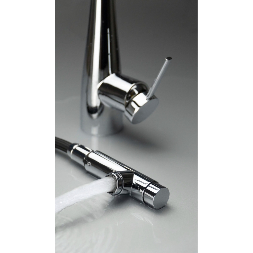 Deante BRE_075M - Mosogató csaptelep kihúzható zuhanyfejjel ERIDAN fényes króm