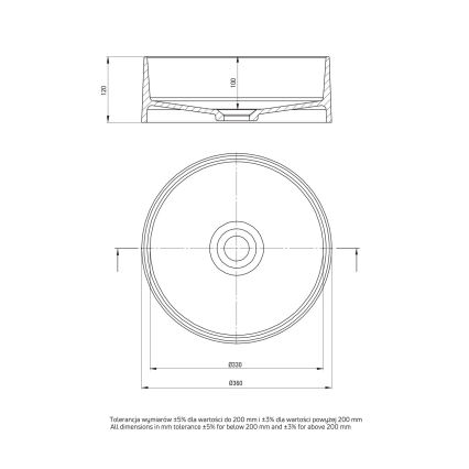 Deante CQS_5U4S - SILIA mosdó 36 cm átmérőjű gránit/beige pult alá szerelhető