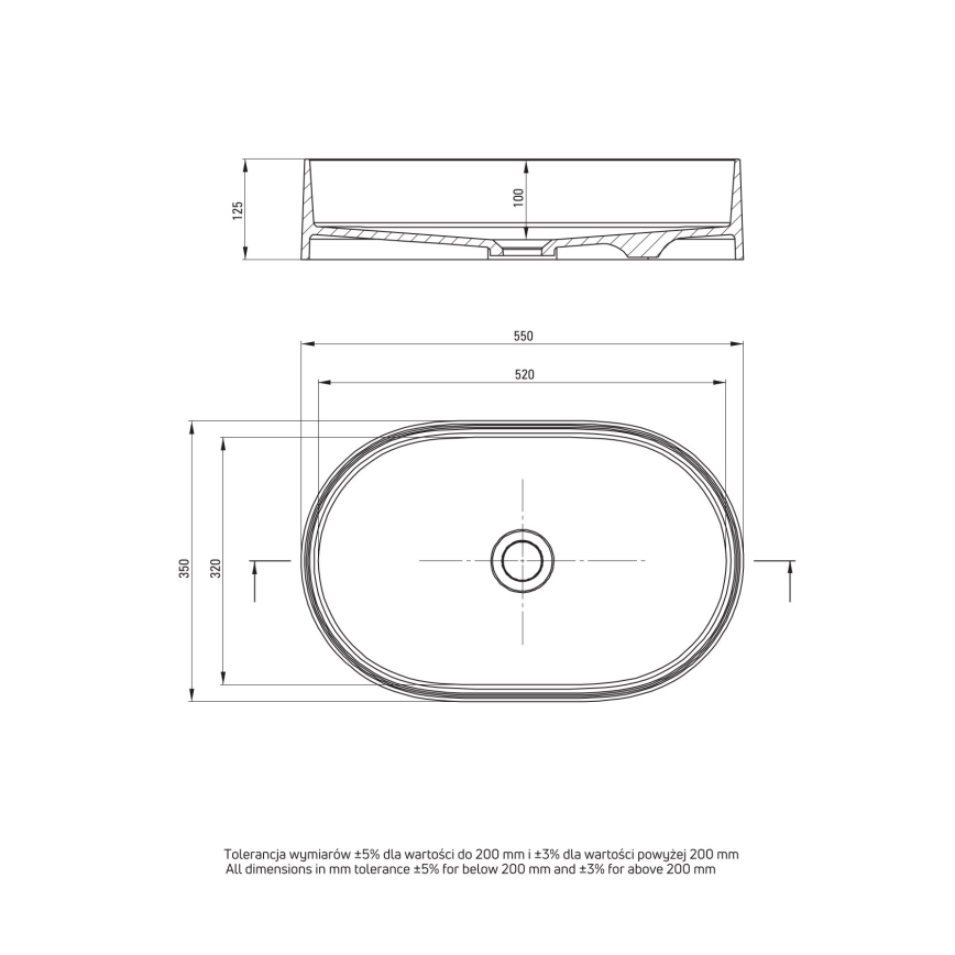 Deante CQS_5U6S - SILIA 35x55 cm-es gránit/beige mosdó pult alá