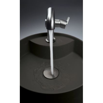 Deante CQS_NU4B - SILIA munkalapra szerelhető mosdó, csaptelep furattal, Ø 36 cm, gránit/fekete