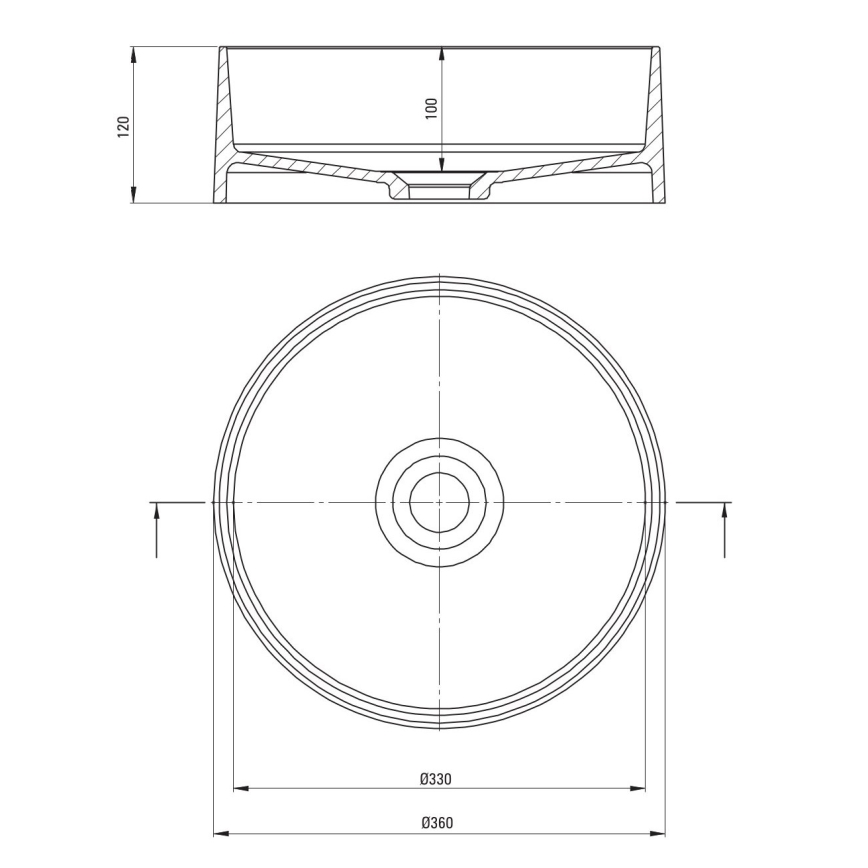 Deante CQS_NU4S - SILIA munkalapra helyezhető mosdó, átmérő 36 cm, gránit/fekete