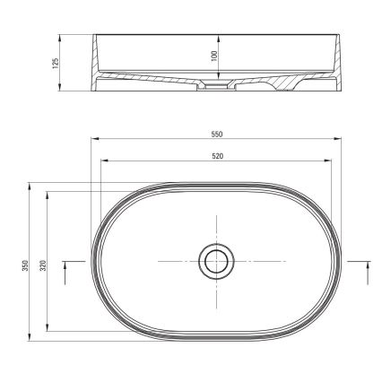 Deante CQS_SU6S - SILIA ráültethető mosdó 35x55 cm, gránit/metál szürke