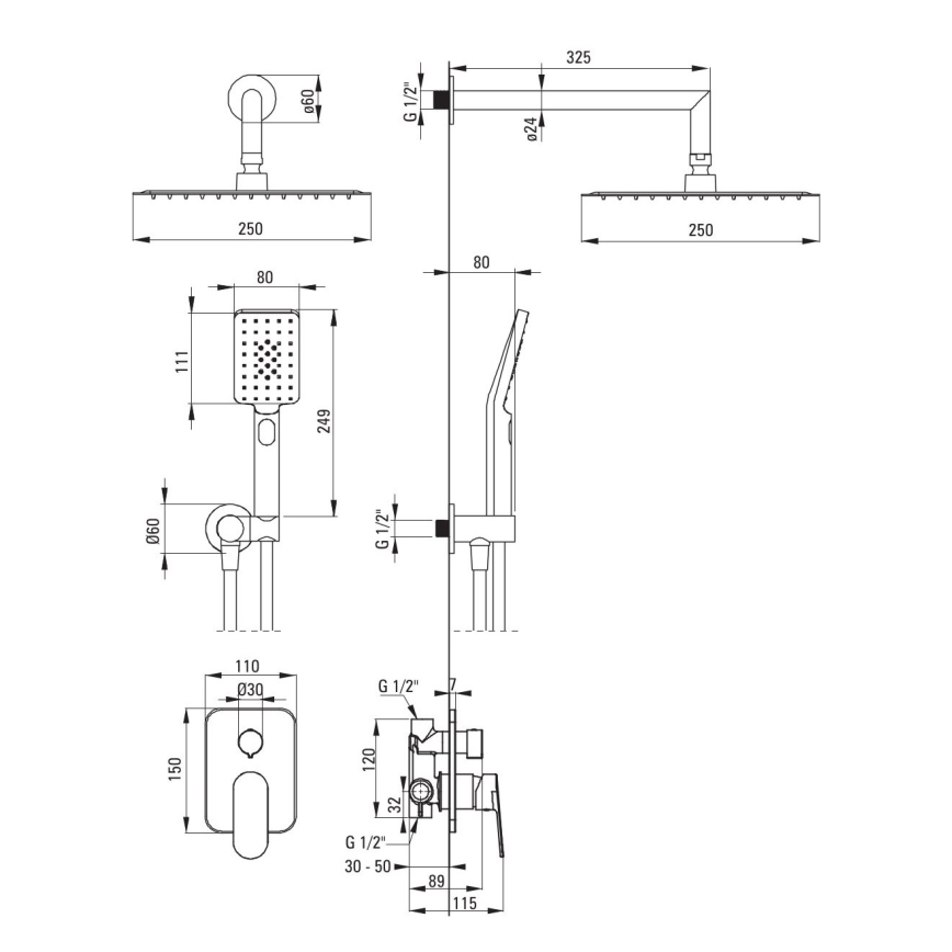Deante NAC_N9LP - ALPINIA rejtett csaptelepes zuhanyszett, fekete