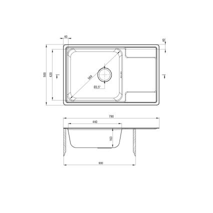 Deante ZEO_011C - Mosogató SOUL 50x79 cm szatén