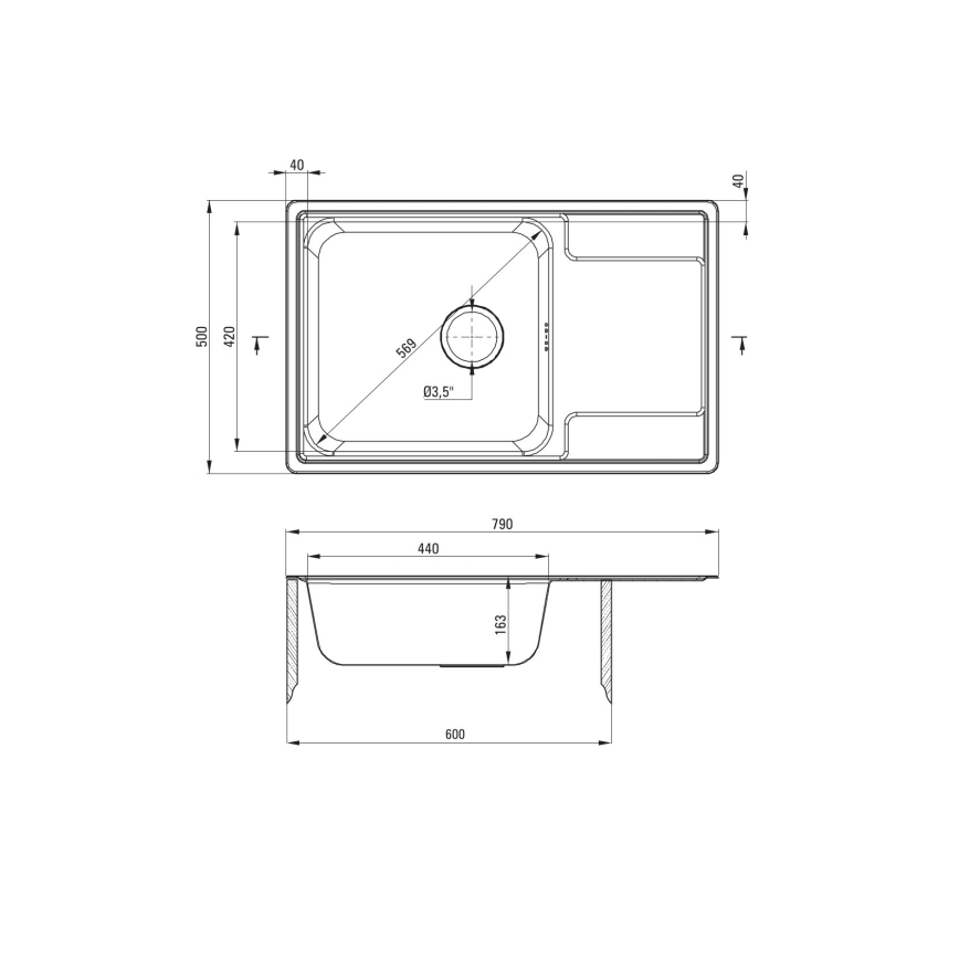 Deante ZEO_011C - Mosogató SOUL 50x79 cm szatén