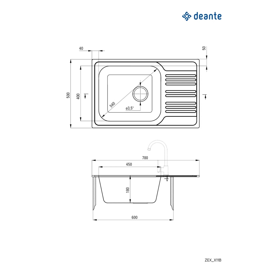 Deante ZEX_011B - Mosogató XYLO 50x78 cm szatén