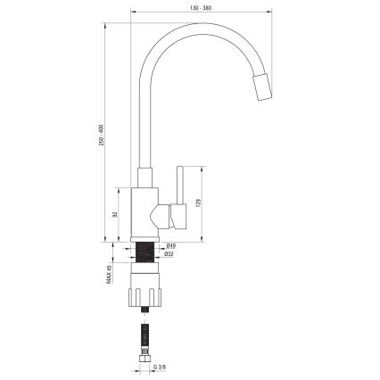 Deante ZQJNN103 - Mosogató EVORA 50x50 cm + mosdócsap rugalmas karral gránit/fekete