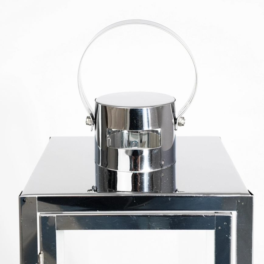 Dekoratív lámpás, 38 cm, fényes króm