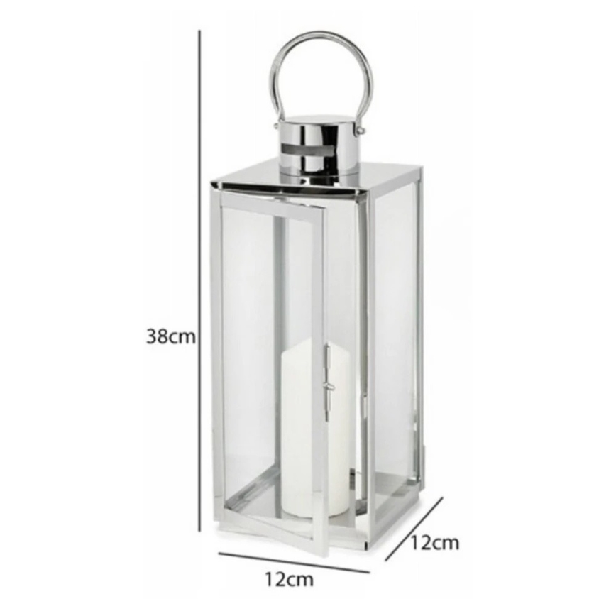 Dekoratív lámpás, 38 cm, fényes króm