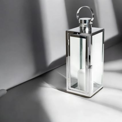 Dekoratív lámpás, 49 cm, fényes króm