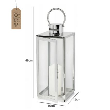 Dekoratív lámpás, 49 cm, fényes króm