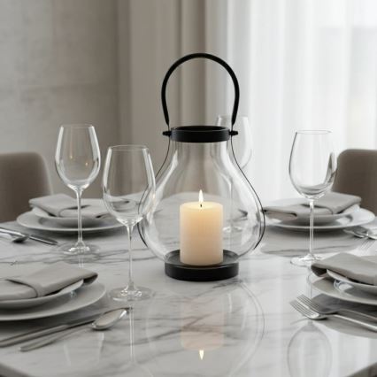 Dekoratív lámpás GLASSY, 25 cm, fekete