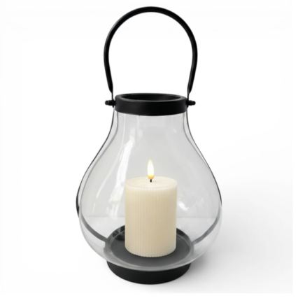 Dekoratív lámpás GLASSY, 25 cm, fekete