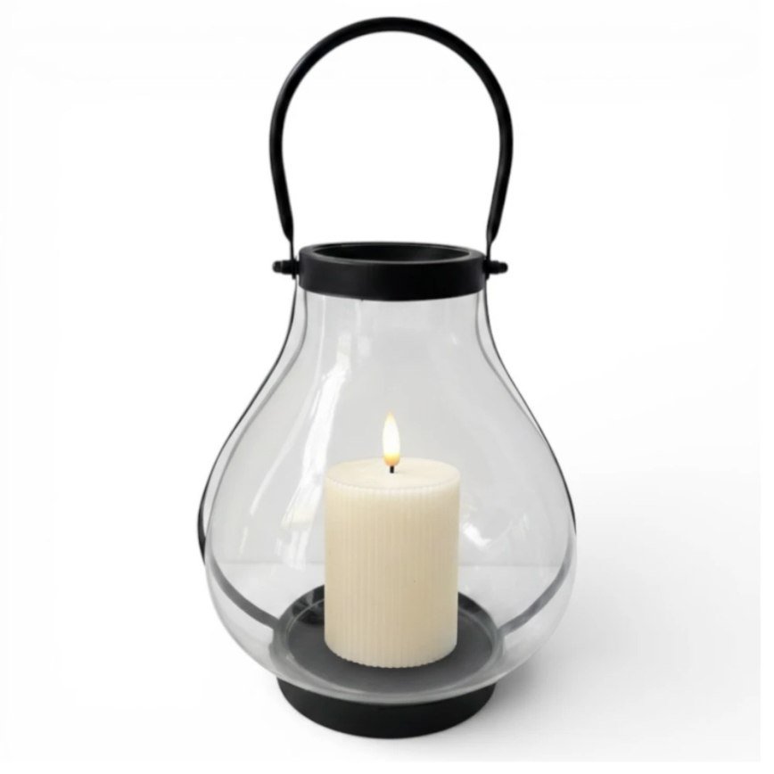 Dekoratív lámpás GLASSY, 25 cm, fekete