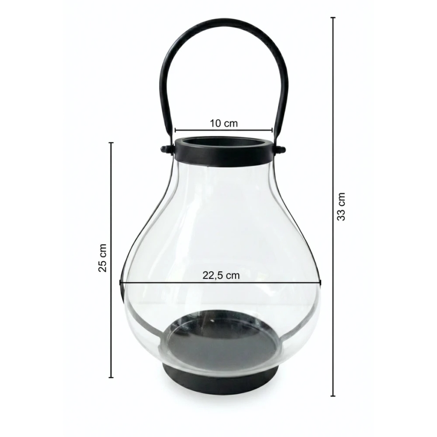 Dekoratív lámpás GLASSY, 25 cm, fekete