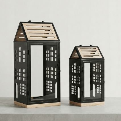 Dekoratív lámpás HOME 47,5 cm fekete/bézs
