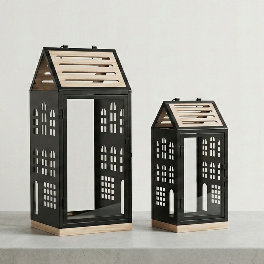 Dekoratív lámpás HOME 47,5 cm fekete/bézs