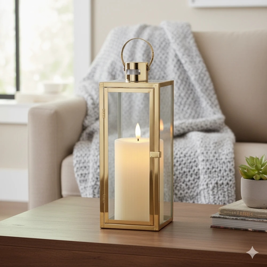 Dekoratív lámpás TOWER 29 cm aranyszínű