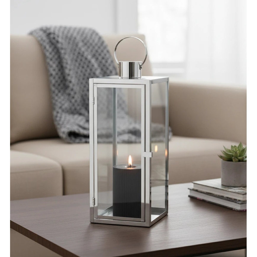 Dekoratív lámpás TOWER 29 cm fényes króm