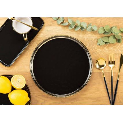 Dekoratív tálca LIJA 26 cm fekete/arany