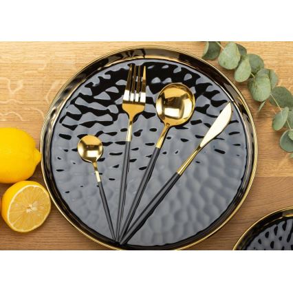 Dekoratív tálca LIJA 26 cm fekete/arany