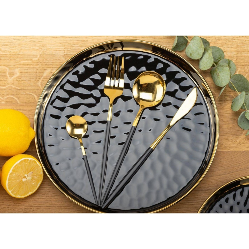 Dekoratív tálca LIJA 26 cm fekete/arany