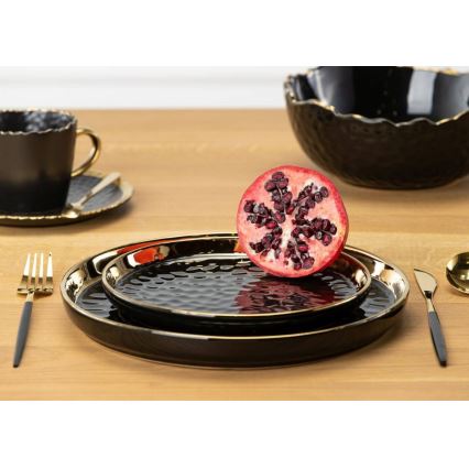 Dekoratív tálca LIJA 26 cm fekete/arany