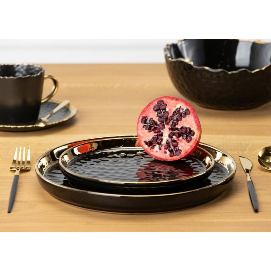 Dekoratív tálca LIJA 26 cm fekete/arany