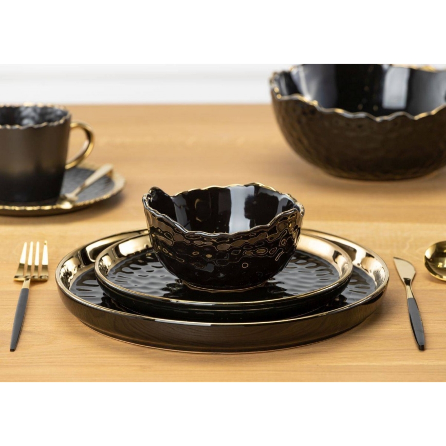 Dekoratív tálca LIJA 26 cm fekete/arany