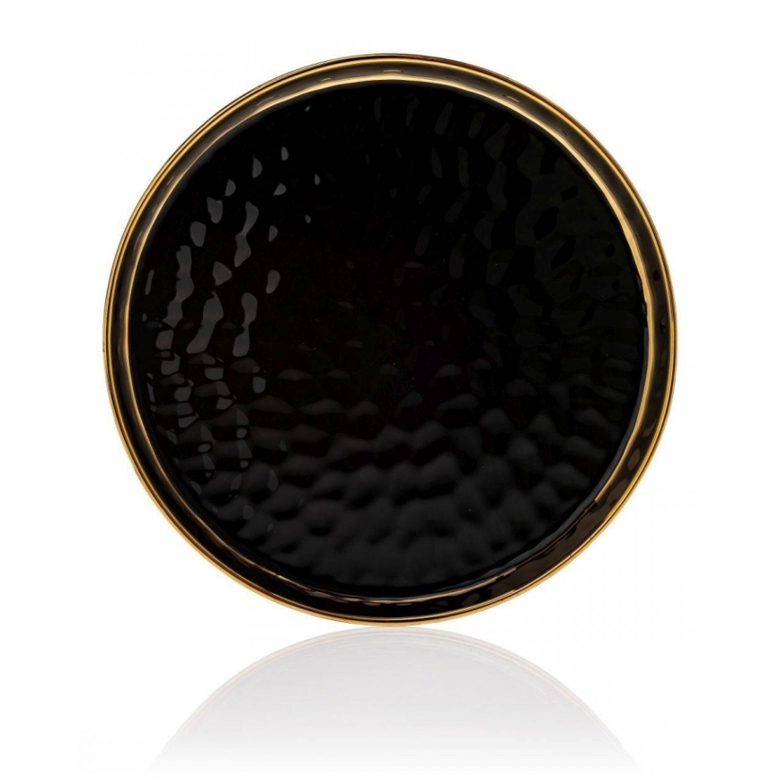 Dekoratív tálca LIJA 26 cm fekete/arany