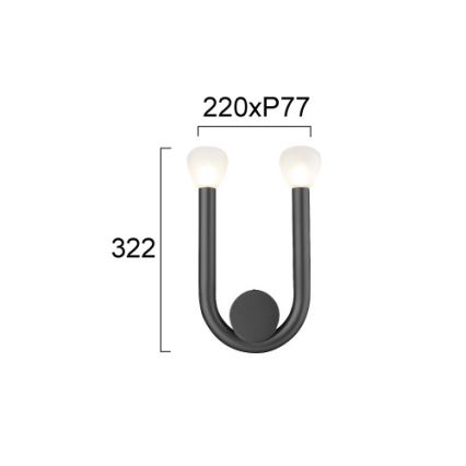 DELORI fekete fali lámpatest 2xG9/28W/230V