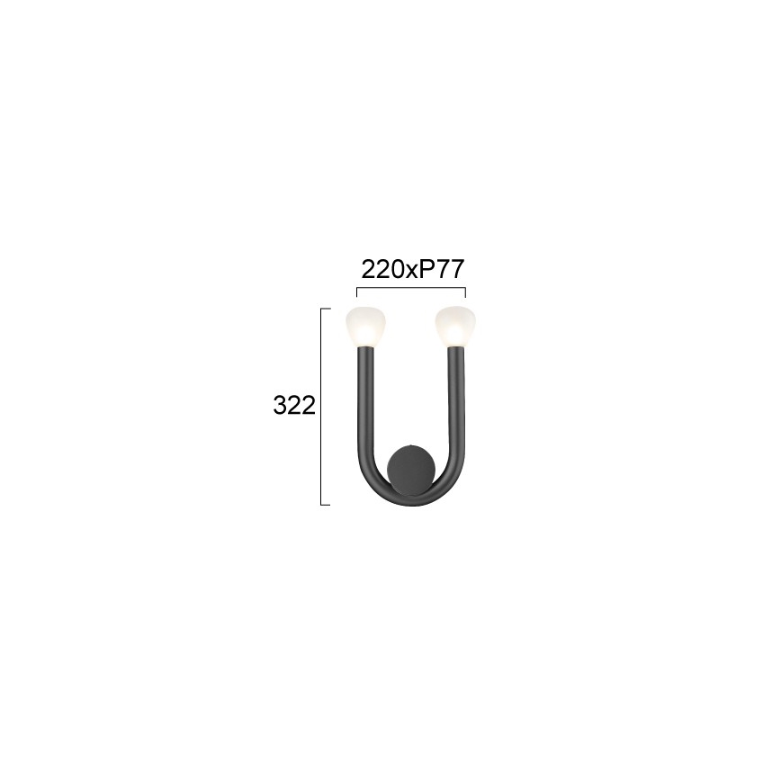 DELORI fekete fali lámpatest 2xG9/28W/230V