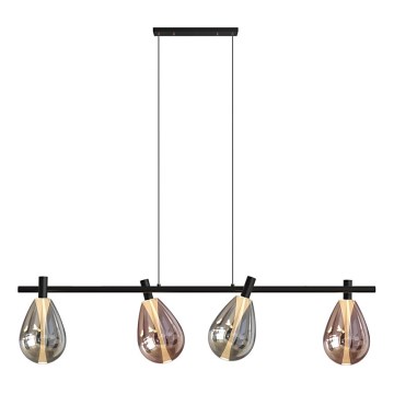 DENSO kábeles csillár 4xG9/5W/230V fekete króm/rézszínű