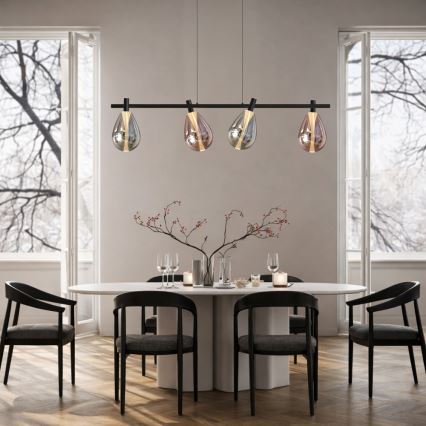 DENSO kábeles csillár 4xG9/5W/230V fekete króm/rézszínű