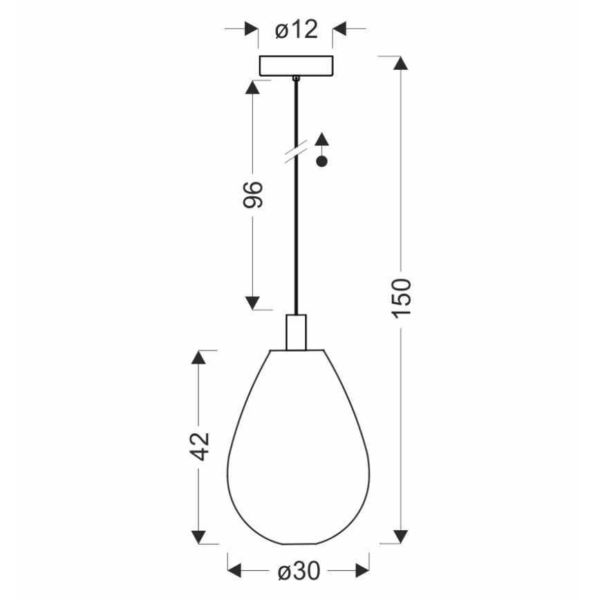 DENSO kábelre szerelt függőlámpa 1xGU10/10W/230V, Ø 30 cm, fekete króm