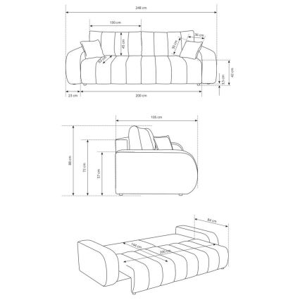 DESIO kinyitható háromszemélyes kanapé, bézs