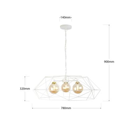 DEXA láncos csillár 3×G9/10W/230V krémszínű/arany/füstös bézs