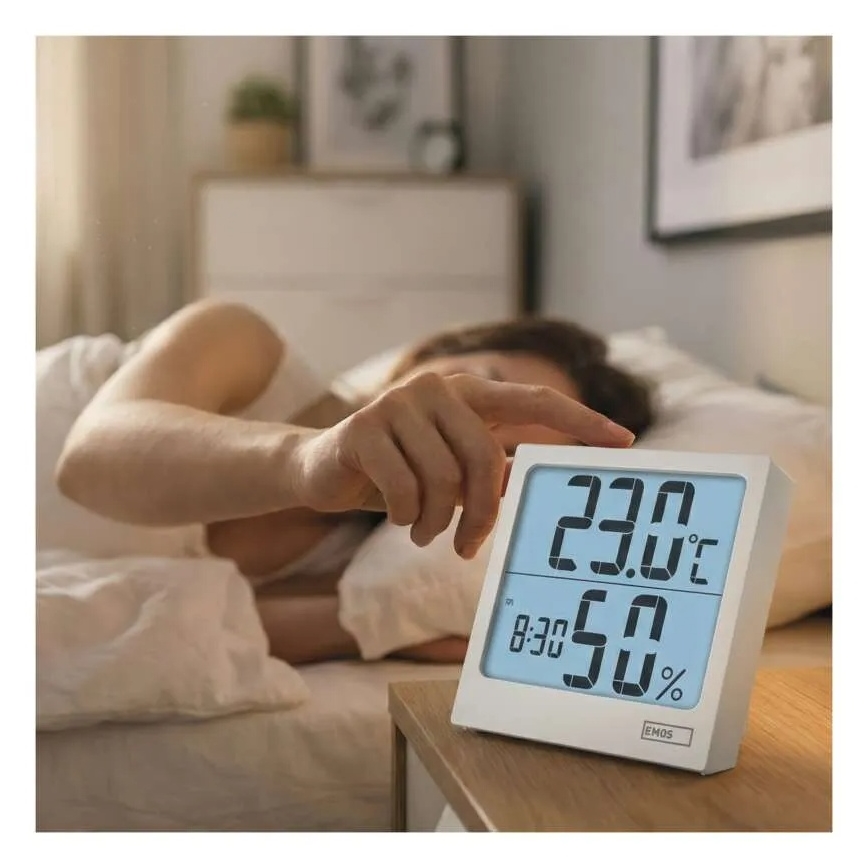 Digitális hőmérő és páratartalom-mérő 1xAA fehér