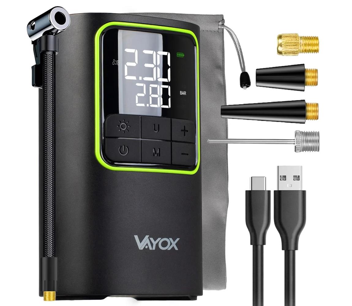 Vayox Digitális zsebméretű kompresszor, 5V 4000 mAh, fekete VA0409