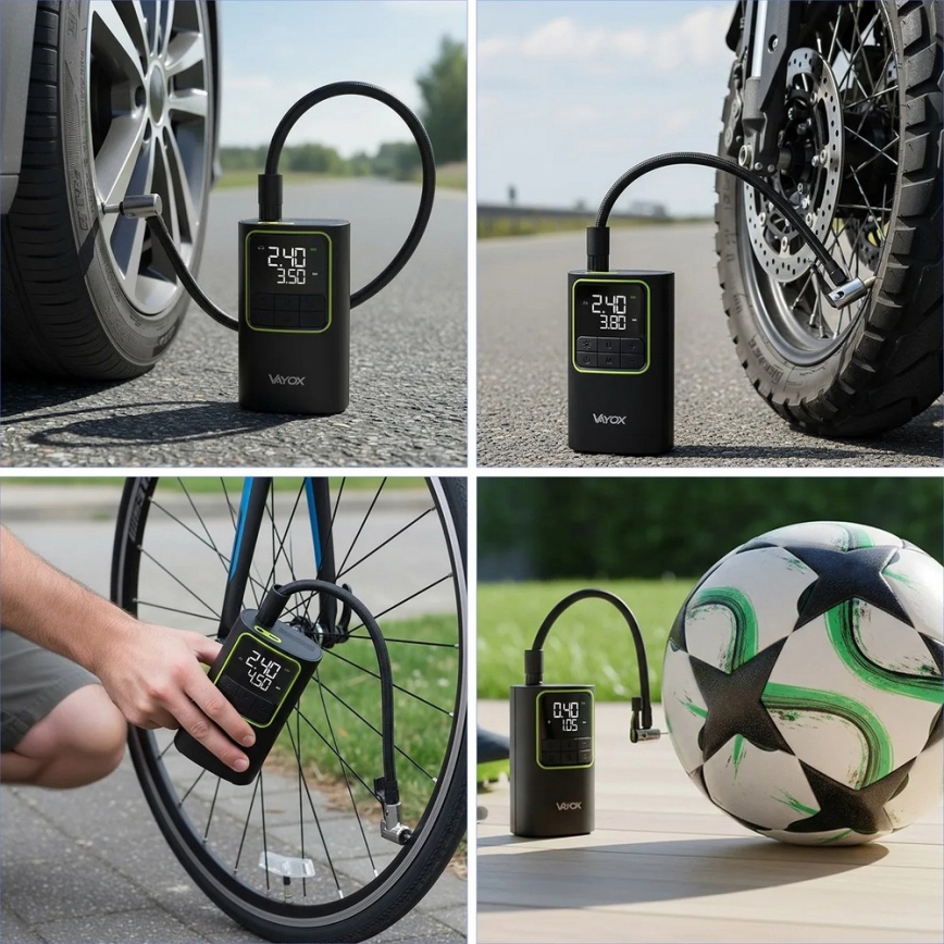 Digitális zsebméretű kompresszor, 5V 4000 mAh, fekete