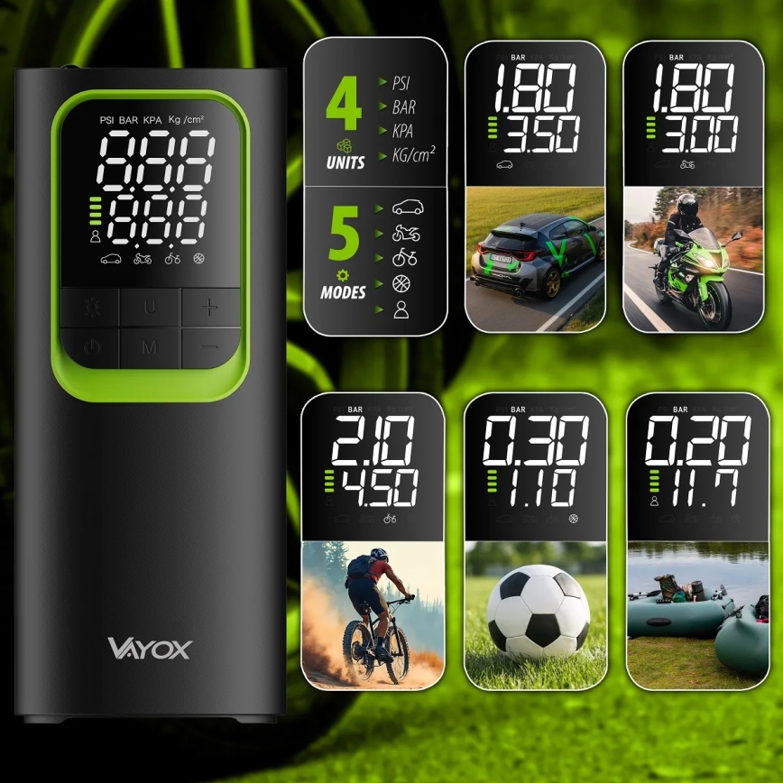 Digitális zsebméretű kompresszor 5V 8000 mAh fekete