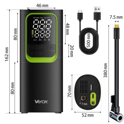 Digitális zsebméretű kompresszor 5V 8000 mAh fekete