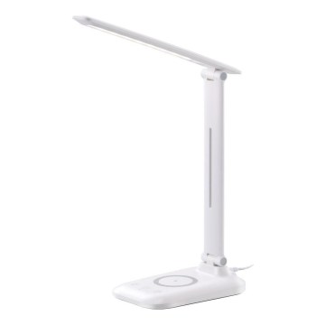 Dimmelhető LED asztali lámpa QI vezeték nélküli töltéssel és USB-csatlakozóval LUMI LED/7W/230V fehér
