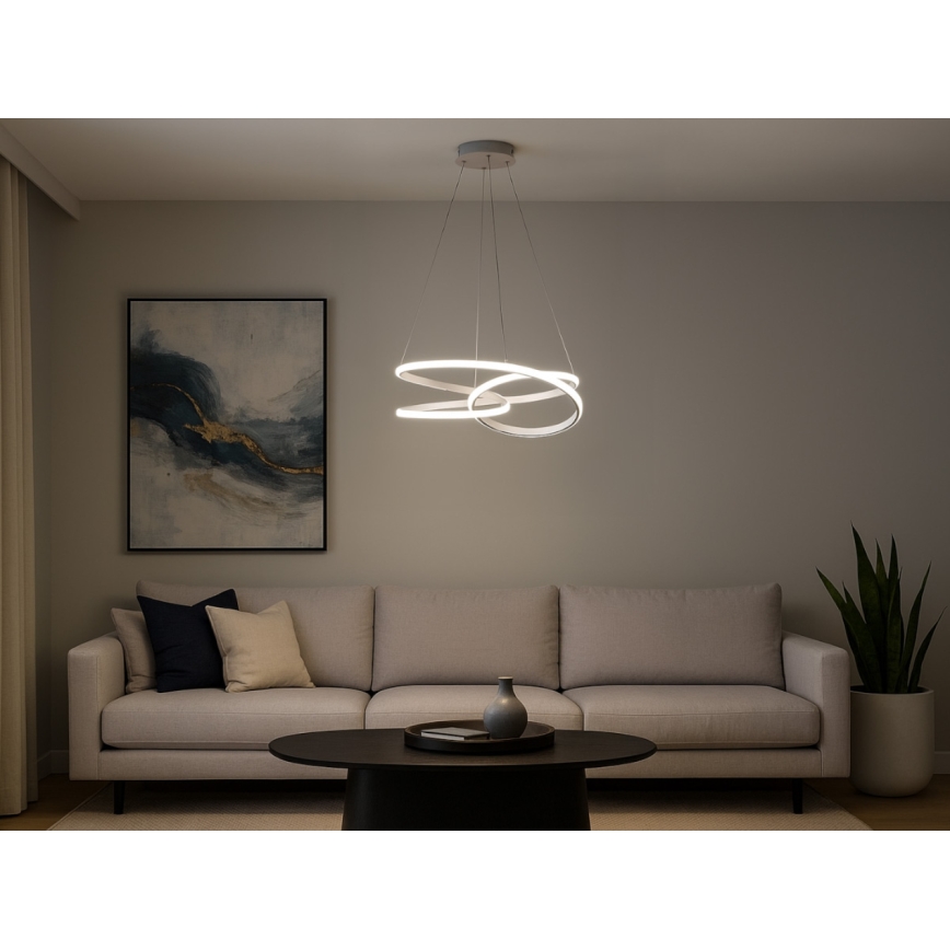LED dimmelhető csillár kábelen, LED/90W/230V, 3000-6500K, Ø47 cm + távirányító