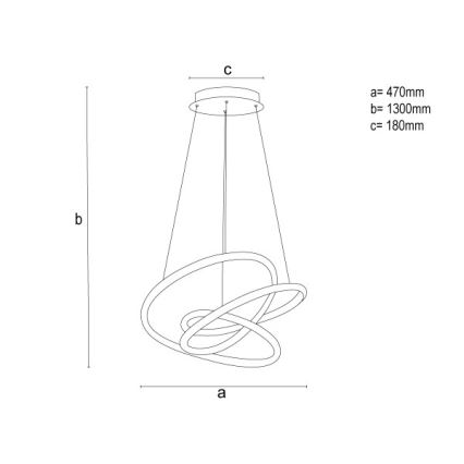 LED dimmelhető csillár kábelen, LED/90W/230V, 3000-6500K, Ø47 cm + távirányító