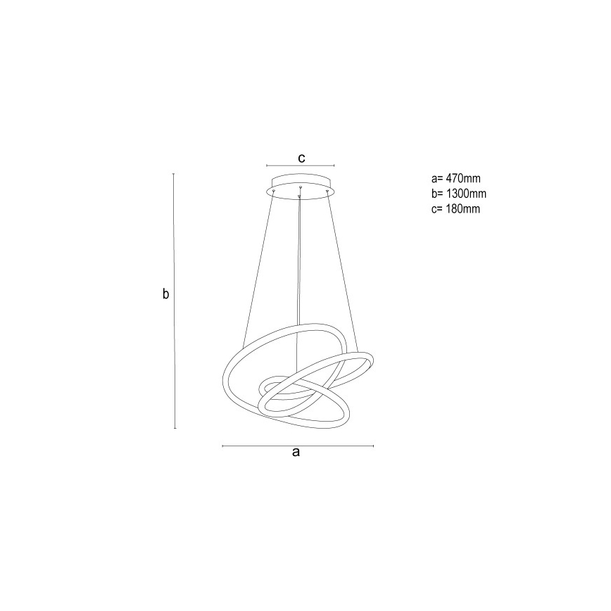 LED dimmelhető csillár kábelen, LED/90W/230V, 3000-6500K, Ø47 cm + távirányító